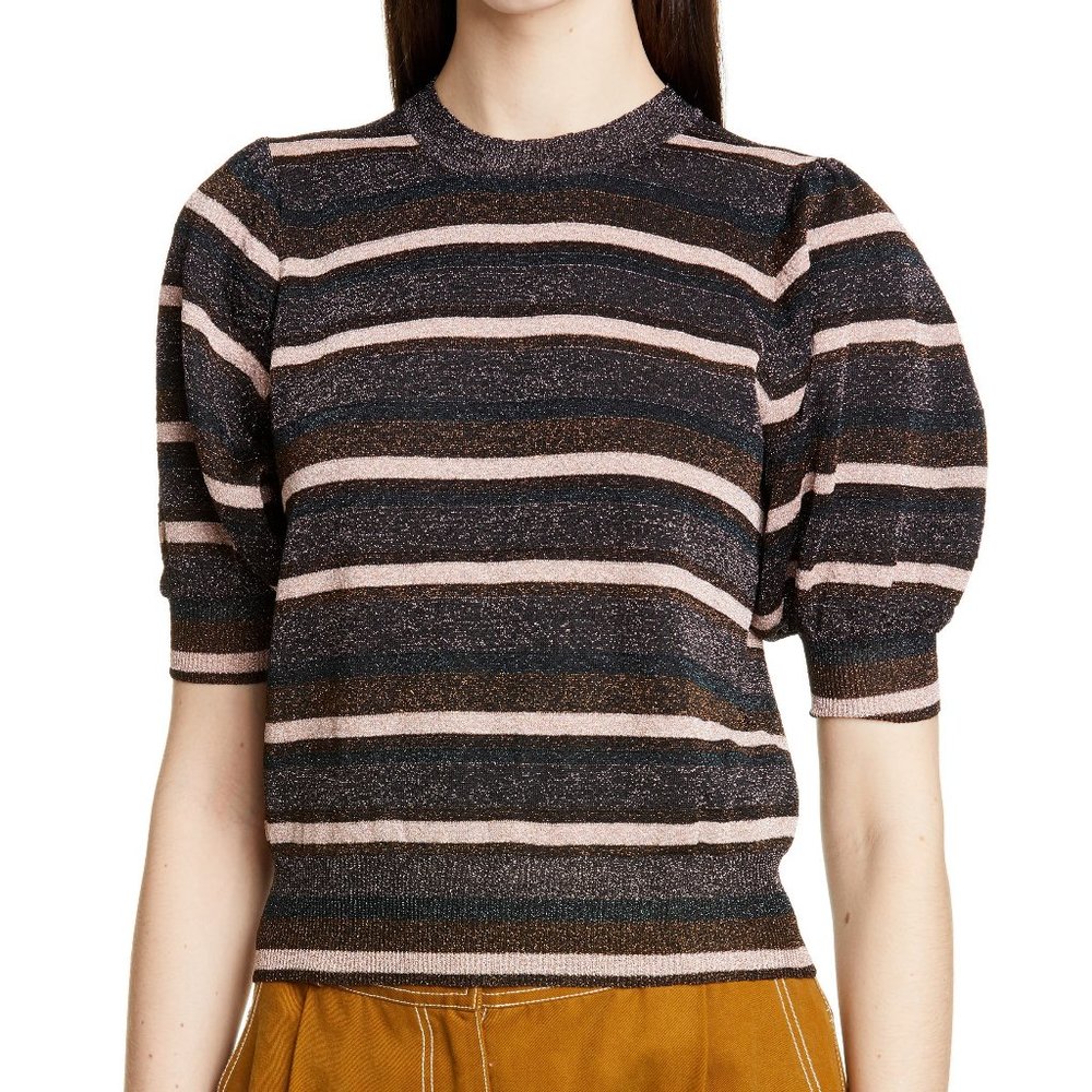 Ulla Johnson Metallic Striped Albi Sweater / Top - Small